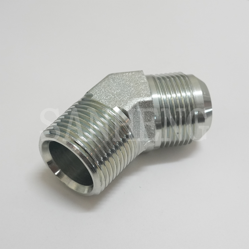 Sanheng Hydraulic 45&deg; Elbow MJ-MBSPT Thread / 1JT4-SP JIC BSPT 74&deg; Cone Fitting