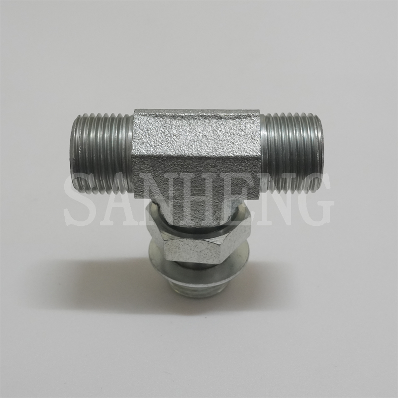 Sanheng Hydraulic Adjustable METRIC BSP Stud Ends O-ring Sealing Branch Tee Fitting