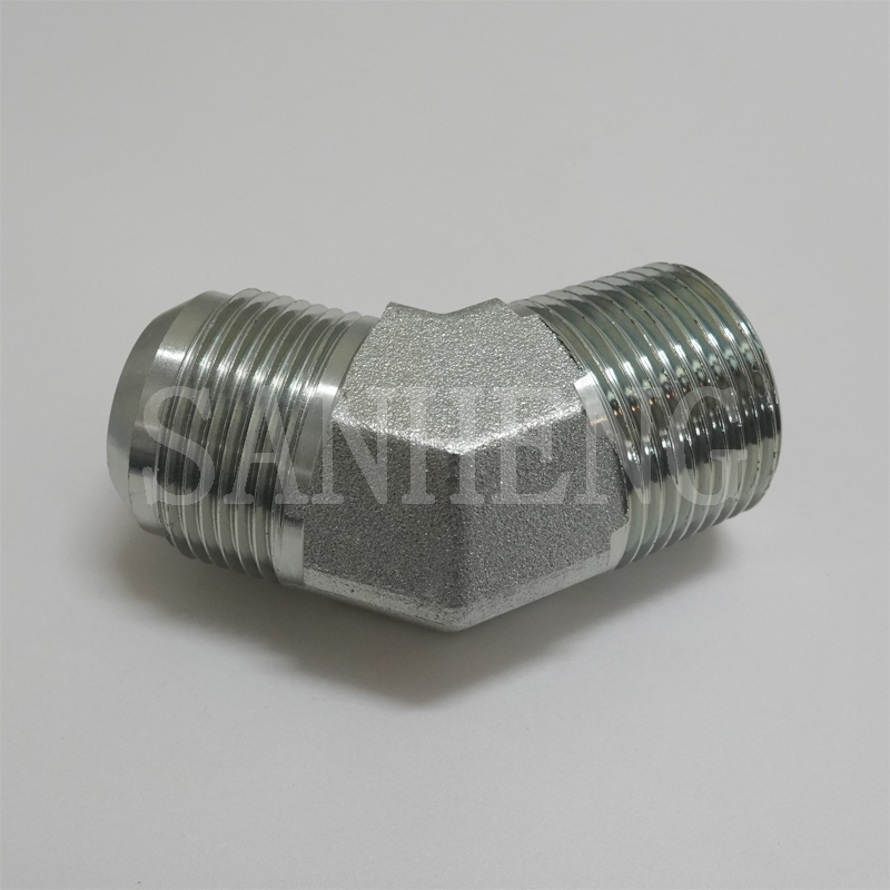 Sanheng Hydraulic 45&deg; Elbow MJ-MBSPT Thread / 1JT4-SP JIC BSPT 74&deg; Cone Fitting