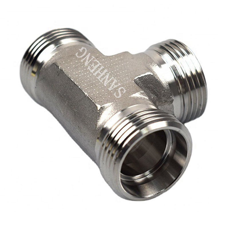 Sanheng AC / AD Hydraulic DIN2353 METRIC Thread Male Union Tee Fitting