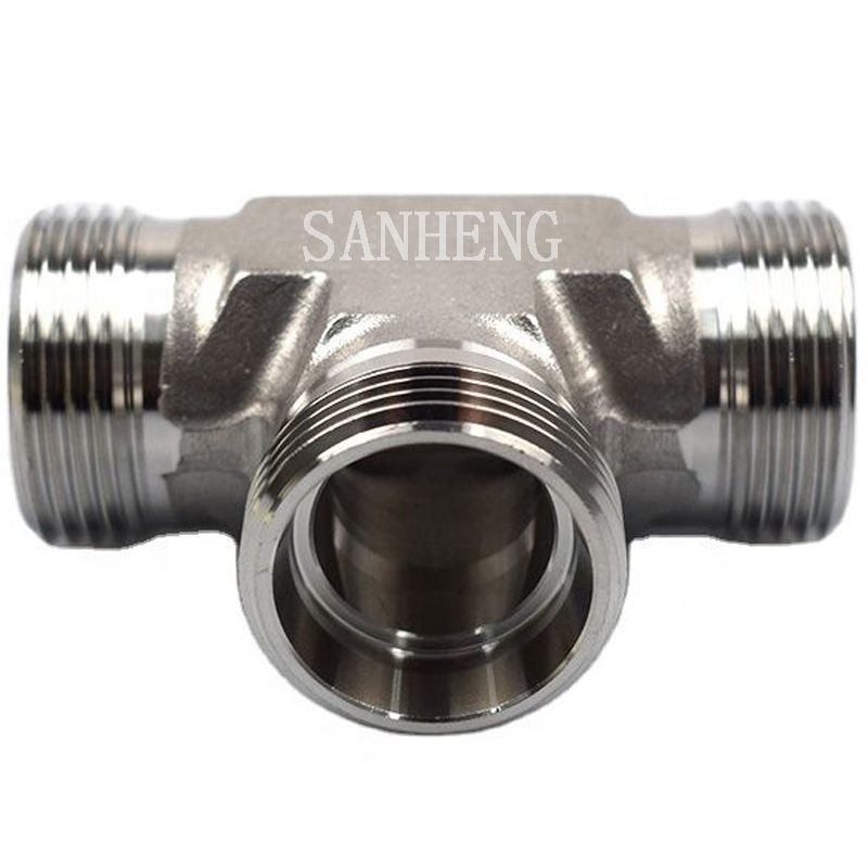 Sanheng AC / AD Hydraulic DIN2353 METRIC Thread Male Union Tee Fitting