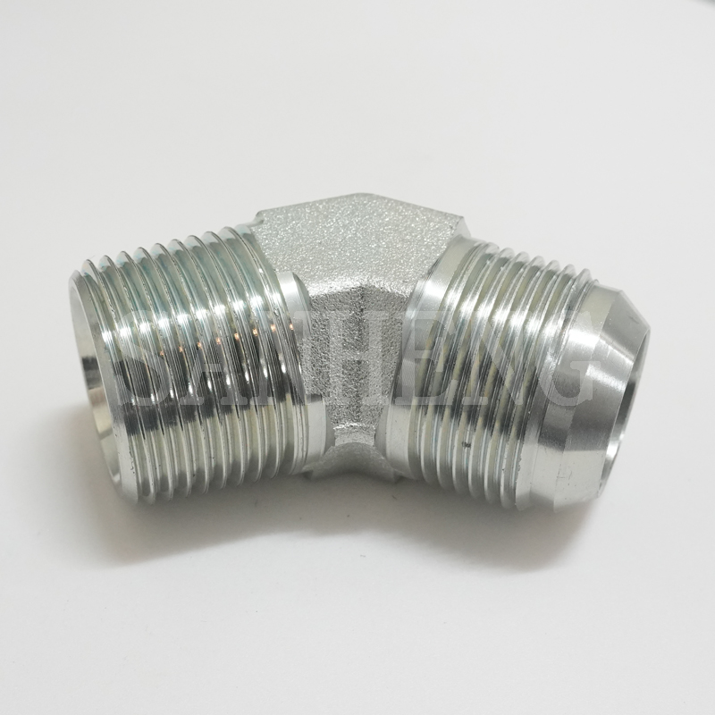 Sanheng Hydraulic 45&deg; Elbow MJ-MBSPT Thread / 1JT4-SP JIC BSPT 74&deg; Cone Fitting