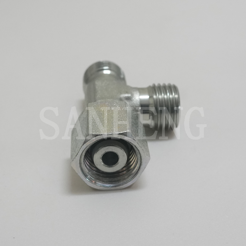Sanheng Hydraulic CC / DD DIN Metric Run Tee Fitting with Swivel Nut
