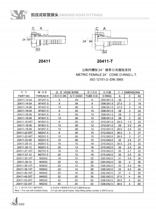 Conical Metric Female O-ring Hose Fitting
