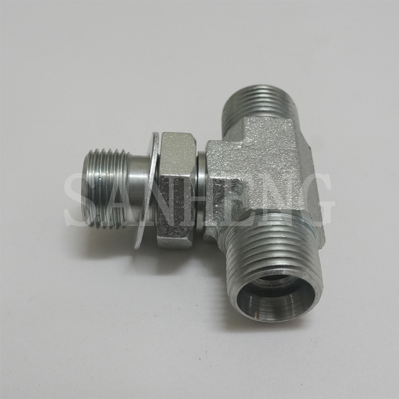 Sanheng Hydraulic Adjustable METRIC BSP Stud Ends O-ring Sealing Branch Tee Fitting
