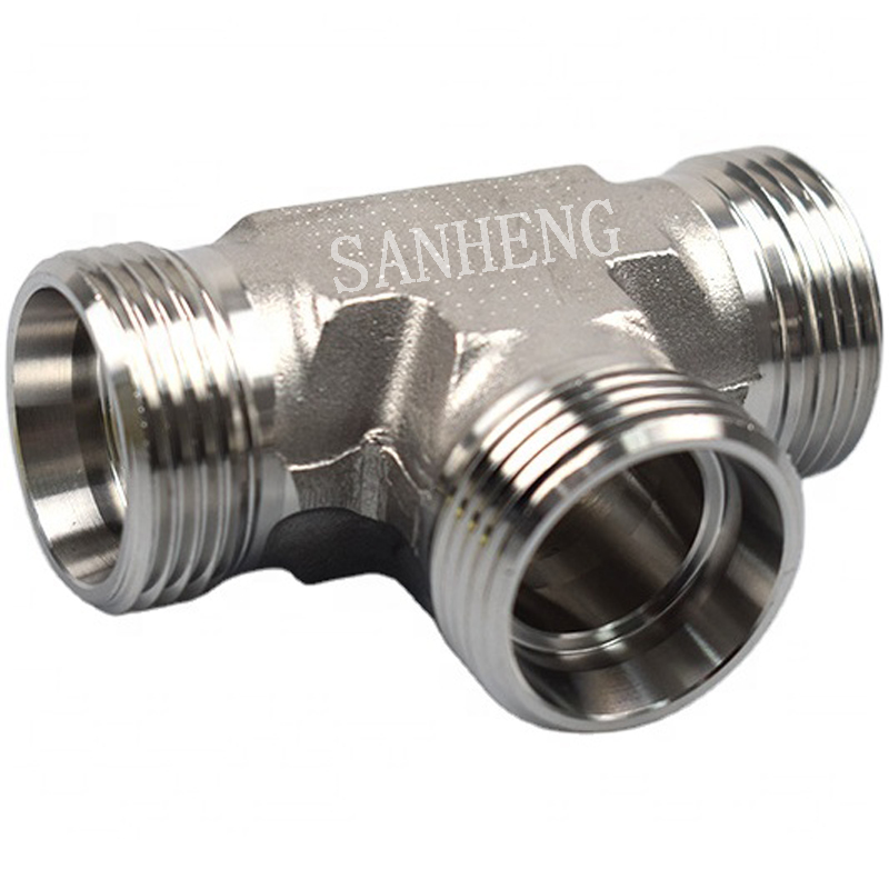 Sanheng AC / AD Hydraulic DIN2353 METRIC Thread Male Union Tee Fitting
