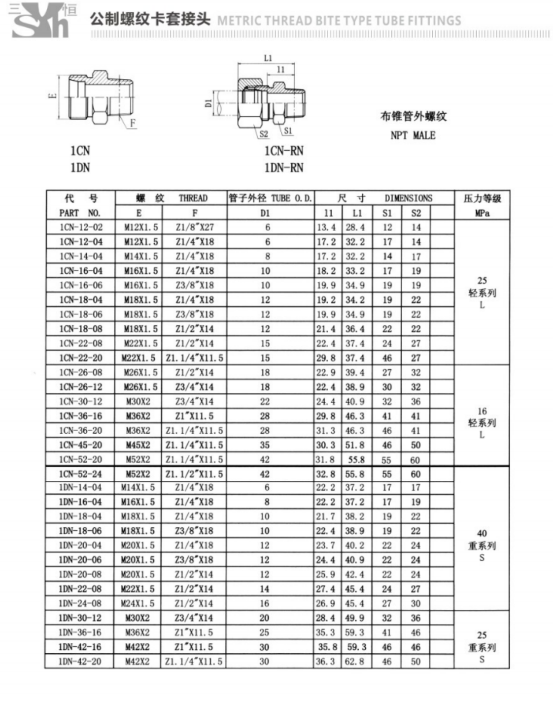 Convertible Metric Male DIN2353 NPT Adapter