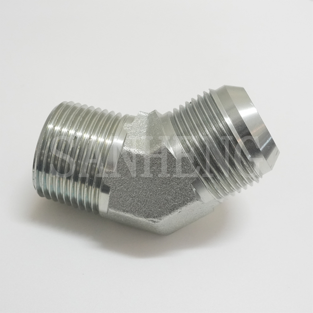 Sanheng Hydraulic 45&deg; Elbow MJ-MBSPT Thread / 1JT4-SP JIC BSPT 74&deg; Cone Fitting