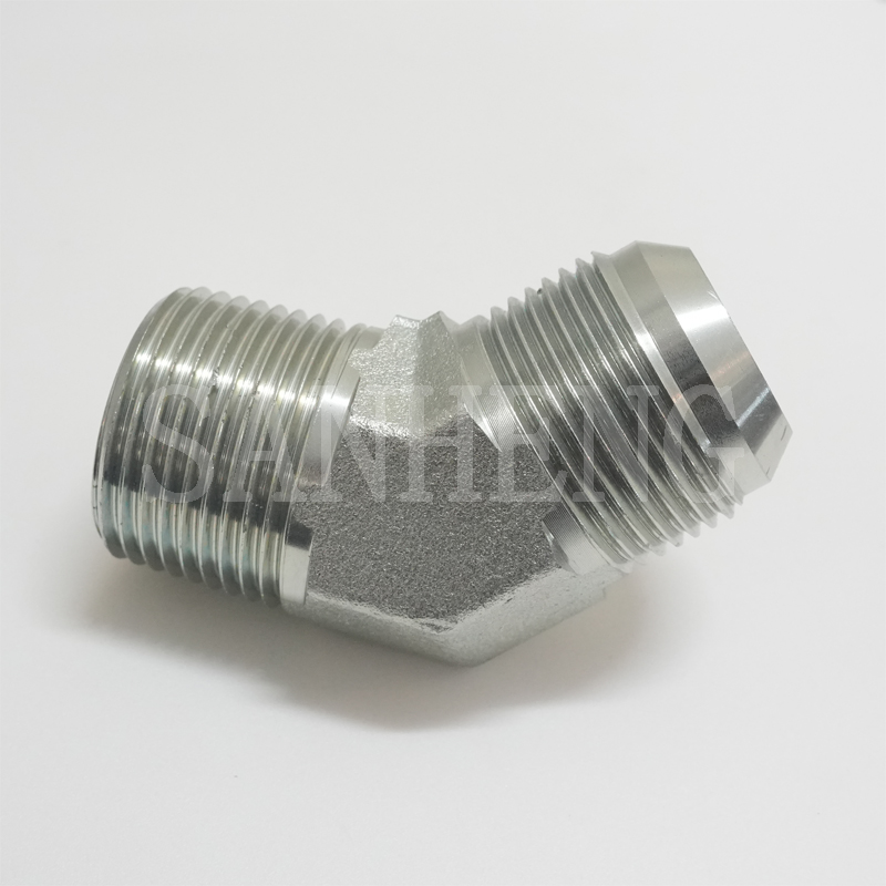 Sanheng Hydraulic 45&deg; Elbow MJ-MBSPT Thread / 1JT4-SP JIC BSPT 74&deg; Cone Fitting