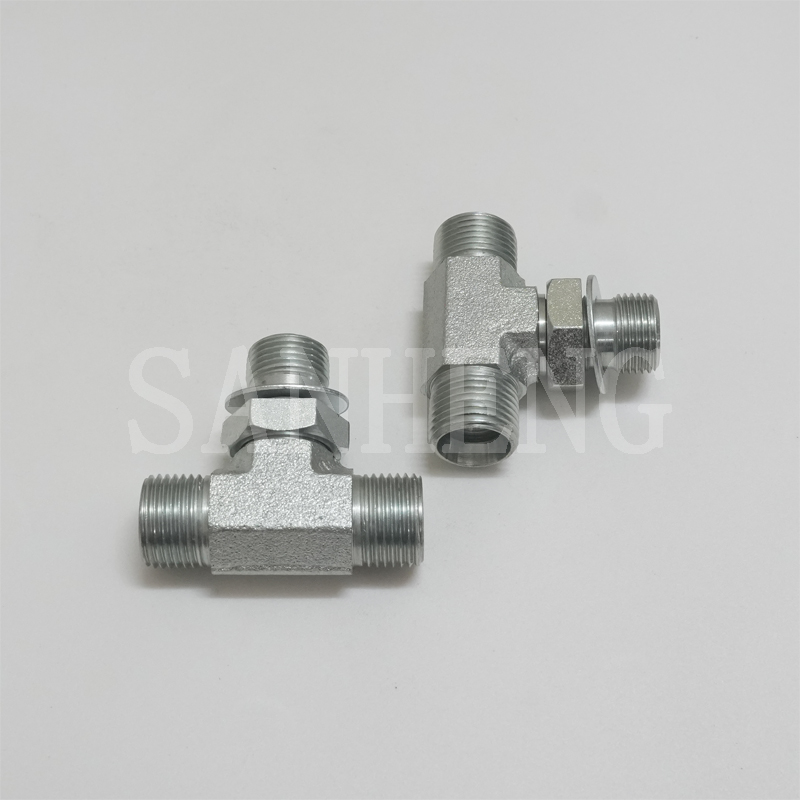 Sanheng Hydraulic Adjustable METRIC BSP Stud Ends O-ring Sealing Branch Tee Fitting