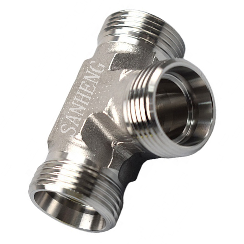 Sanheng AC / AD Hydraulic DIN2353 METRIC Thread Male Union Tee Fitting