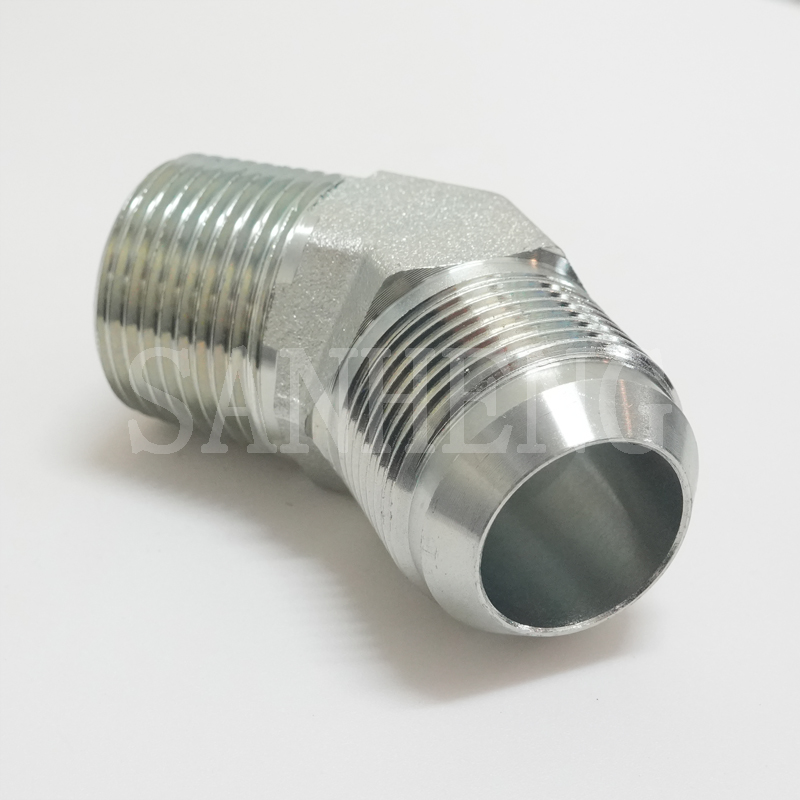 Sanheng Hydraulic 45&deg; Elbow MJ-MBSPT Thread / 1JT4-SP JIC BSPT 74&deg; Cone Fitting